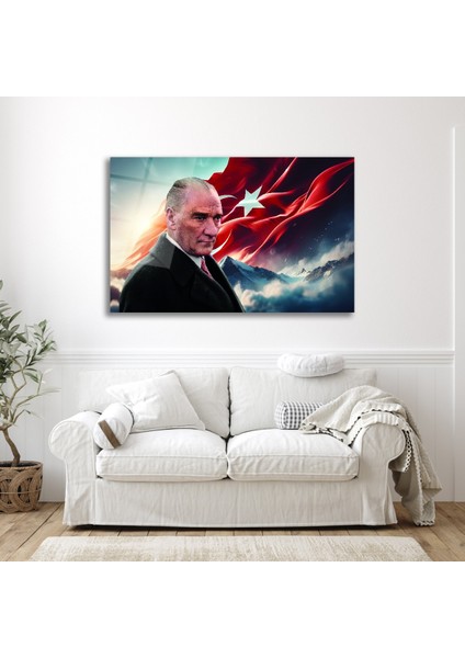 Atatürk ve Bayrak Cam Tablo