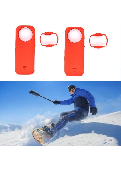 Spor Kamera Lensli Silikon Kılıf INSTA360 X4 Panorama Gövde Toz Geçirmez, Düşmeye Dayanıklı, Her Yönüyle Silikon Kılıf, Kırmızı (Yurt Dışından) modelleri