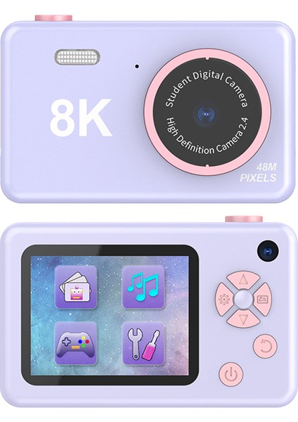 Dijital Kamera 48MP Çocuk Kamerası, Full Hd 1080P Ön ve Arka Kameralar Öğrenciler, Gençler, Çocuklar Için Şarj Edilebilir Mini Kamera (Yurt Dışından)