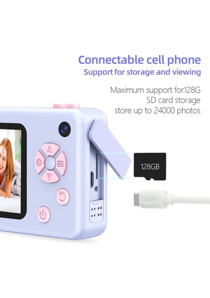 Dijital Kamera 48MP Çocuk Kamerası, Full Hd 1080P Ön ve Arka Kameralar Öğrenciler, Gençler, Çocuklar Için Şarj Edilebilir Mini Kamera (Yurt Dışından) modelleri