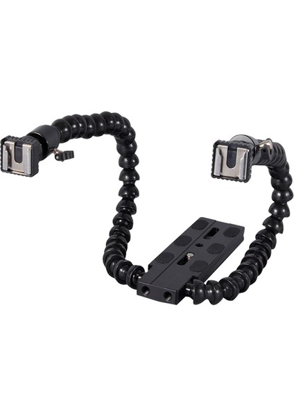 Esnek Çift Kollu Sıcak Yuva Flaş Braketi Montaj Tutucu Canon Nikon Pentax Makro Çekim Kamera Aksesuarları (Yurt Dışından)