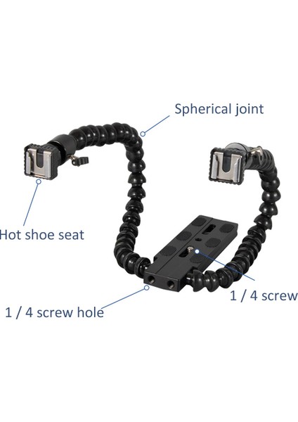 Esnek Çift Kollu Sıcak Yuva Flaş Braketi Montaj Tutucu Canon Nikon Pentax Makro Çekim Kamera Aksesuarları (Yurt Dışından) modelleri