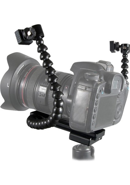 Esnek Çift Kollu Sıcak Yuva Flaş Braketi Montaj Tutucu Canon Nikon Pentax Makro Çekim Kamera Aksesuarları (Yurt Dışından) fırsatları