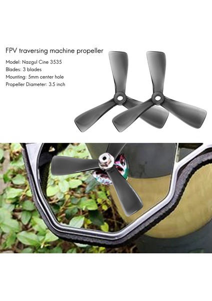 Nazgul 3535 Için 4 Adet 3.5 Inç Cine Tri-Blade/3 Bıçak Pervane Pervane 5mm Montaj Deliği ile Fpv PROTEK35 Parçası (Yurt Dışından) modelleri