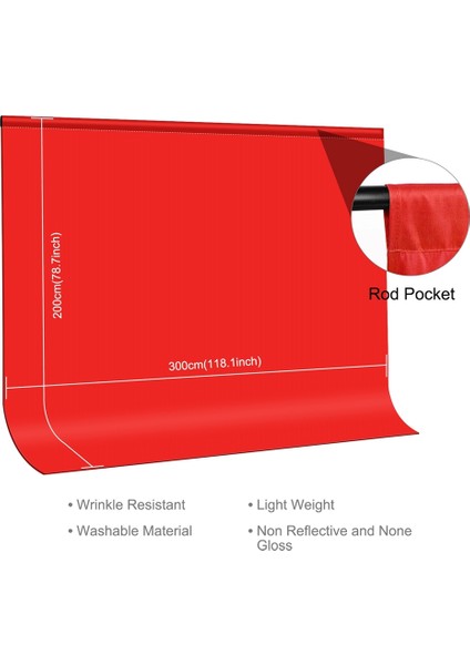 3X2M Fotoğraf Arka Plan Bezi Stüdyo Canlı Portre Bezi Anahtarsız Kumaş Çok Fonksiyonlu Fotoğraf Arka Plan Bezi, Kırmızı (Yurt Dışından) fırsatları