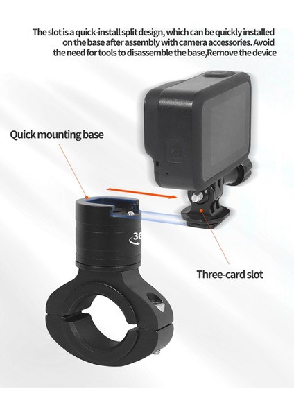 GOPRO12 Kameralar Için 360° Döndürme Hızlı Sökme Metal Gidon Boru Kelepçesi Hızlı Kurulum Sabitleme Braketi, A (Yurt Dışından)