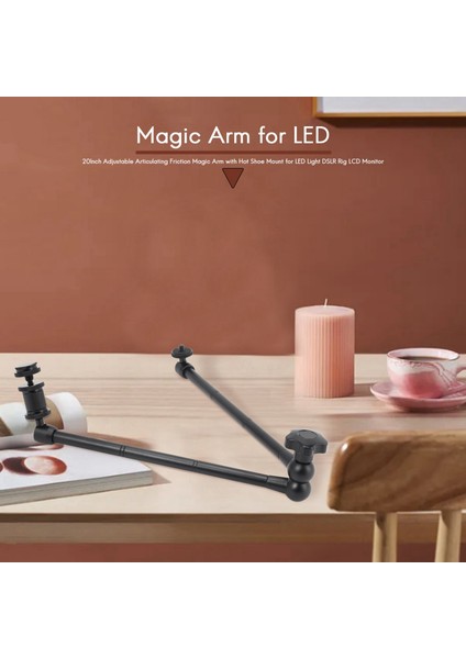 LED Işık Dslr Rig LCD Monitör Için Sıcak Ayakkabı Montajlı 20 Inç Ayarlanabilir Eklemli Sürtünme Sihirli Kol (Yurt Dışından)