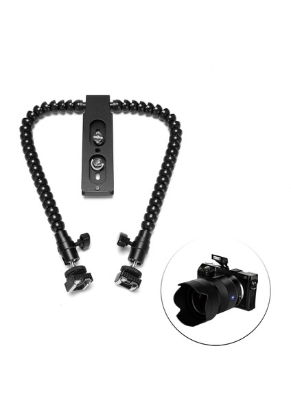 Yeni Esnek Çift Kol Sıcak Ayakkabı Flaş Braketi Montaj Tutucu Canon Nikon Pentax Makro Çekim Kamera Aksesuarları (Yurt Dışından) fiyatları