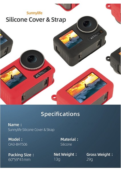 Sunnylıfe Djı Osmo Actıon 3 Için Koruyucu Kılıf Silikon Saplı Kılıf, Kordonlu Çizilmez Kapak Kılıfı, Siyah (Yurt Dışından) fiyatları