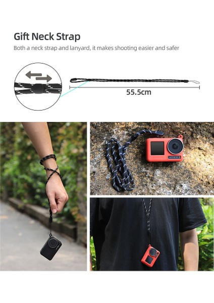 Sunnylıfe Djı Osmo Actıon 3 Için Koruyucu Kılıf Silikon Saplı Kılıf, Kordonlu Çizilmez Kapak Kılıfı, Siyah (Yurt Dışından) indirimleri