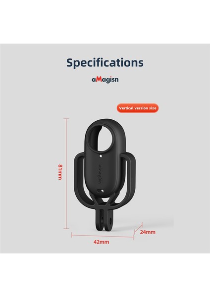 Amagısn Darbeye Dayanıklı Silikon Kılıf INSTA360 Go 3 Koruyucu Çerçeve Montajı 1/4 Dişli Adaptör Koruyucu Kapak, Dikey Siyah (Yurt Dışından)
