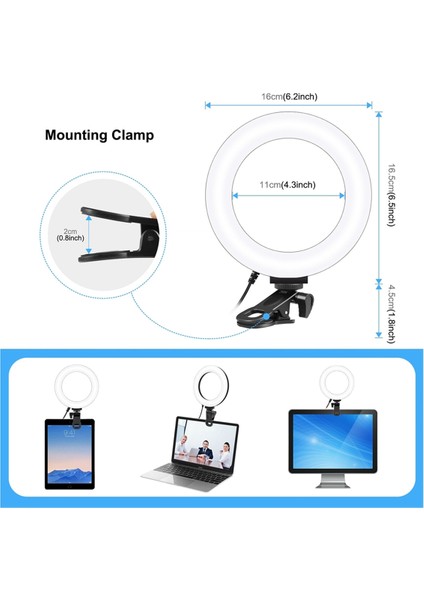 Puluz 6.2 Inç Dolgu Işığı 40 LED Halka Işık 3200K-6500K Renk Sıcaklığı Video Dizüstü Bilgisayar Dolgu Işığı Için Montaj Kelepçesi ile (Yurt Dışından) fırsatları