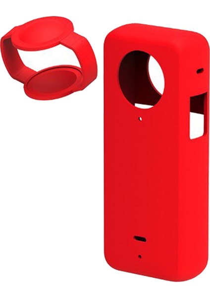 Insta 360 X3 Panoramik Aksiyon Kamerası Için Silikon Kılıf Toz Geçirmez Silikon Koruyucu Kılıf Anti-Drop Kılıfı (Kırmızı) (Yurt Dışından)