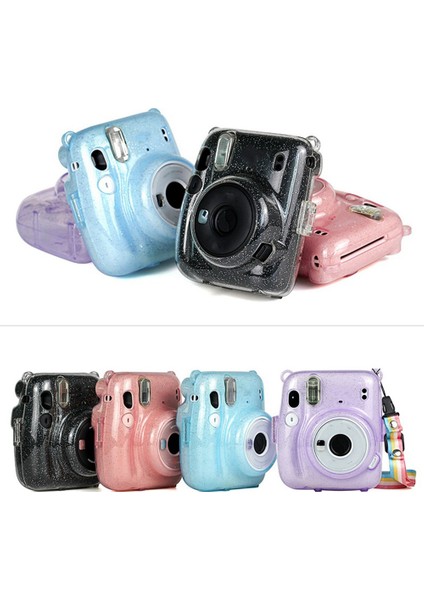Instax Mini 11 Için Çıkarılabilir Omuz Askılı Şeffaf Mini Kamera Çantası Parıltılı Kristal Sert Kabuk (Şeffaf) (Yurt Dışından)