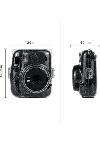 Instax Mini 11 Için Çıkarılabilir Omuz Askılı Şeffaf Mini Kamera Çantası Parıltılı Kristal Sert Kabuk (Şeffaf) (Yurt Dışından)