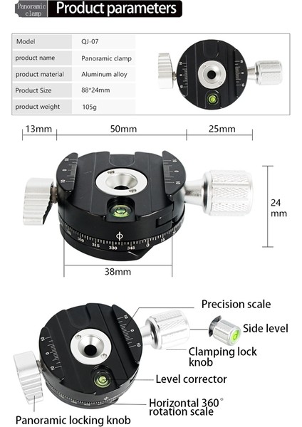 Mini Kamera Kelepçesi Qr Kelepçe 360 Derece Spin Panoramik Kelepçe Dslr Arca Swiss Nokta Kamera Için Hızlı Bırakma Montaj Adaptörü (Yurt Dışından)