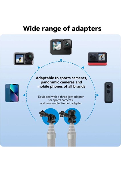 Telesın 1.2m Karbon Fiber Selfie Çubuğu Monopod Geri Çekilebilir 1/4 Vida ile Gopro INSTA360 Osmo Djı Aksiyon Kamerası Için (Yurt Dışından)