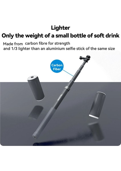 Telesın 1.2m Karbon Fiber Selfie Çubuğu Monopod Geri Çekilebilir 1/4 Vida ile Gopro INSTA360 Osmo Djı Aksiyon Kamerası Için (Yurt Dışından)