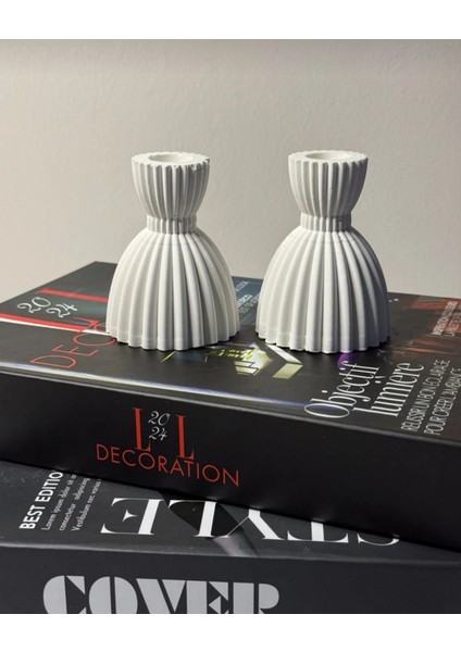 Şamdan Mumluk, Beyaz, Beton, Bej, 7x10 cm, Modern Dekoratif Aksesuar
