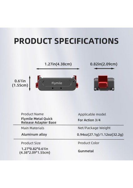 Flymile Spor Kamerası Hızlı Çıkarma Montajı Manyetik Adaptör Montajı Action 3/4 Için (Yurt Dışından) modelleri