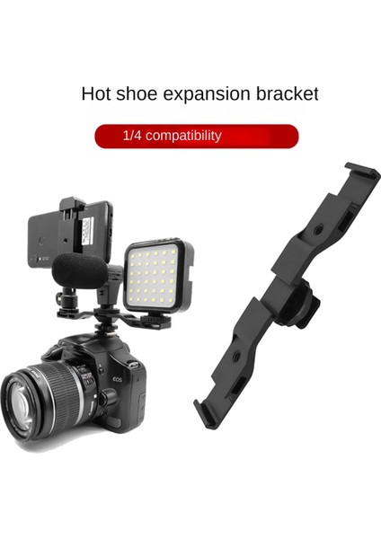 Dslr Kamera Mikrofonu Için 1/4 Inç Dişli Delikli 2 Kafalı Soğuk Ayakkabı Montaj Uzatma Çubuğu Alüminyum Alaşımlı Flaş Braketi (Yurt Dışından)