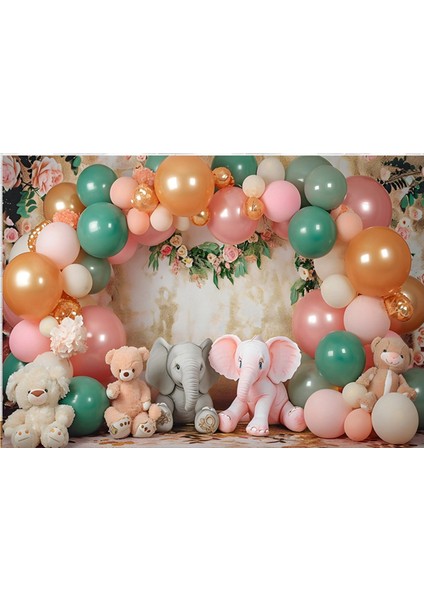 210X150CM Çocuk Orman Hayvan Doğum Günü Arka Plan Bezi Parti Balonu Fotoğraf Arka Plan Bezi Parti Dekoru, C (Yurt Dışından)