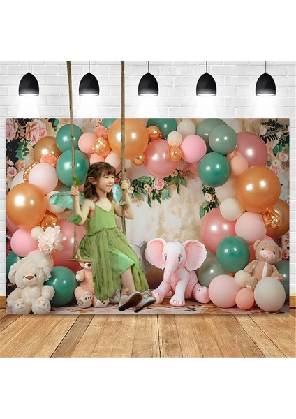 210X150CM Çocuk Orman Hayvan Doğum Günü Arka Plan Bezi Parti Balonu Fotoğraf Arka Plan Bezi Parti Dekoru, C (Yurt Dışından) fırsatları