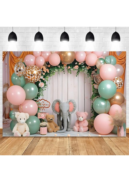 210X150CM Çocuk Orman Hayvan Doğum Günü Arka Plan Bezi Parti Balonu Fotoğraf Arka Plan Bezi Parti Dekoru, C (Yurt Dışından) indirimleri