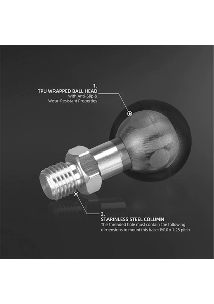 2 Paket 1 Inçlik Bilyalı Adaptör M10X1.25 Metrik Dişli Ram Montajları ile Uyumlu B Boyutu Çift Soket Kol M10 (Yurt Dışından) fırsatları