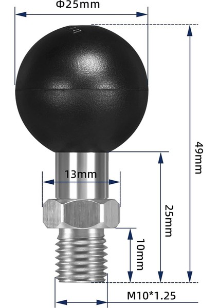 2 Paket 1 Inçlik Bilyalı Adaptör M10X1.25 Metrik Dişli Ram Montajları ile Uyumlu B Boyutu Çift Soket Kol M10 (Yurt Dışından) indirimleri
