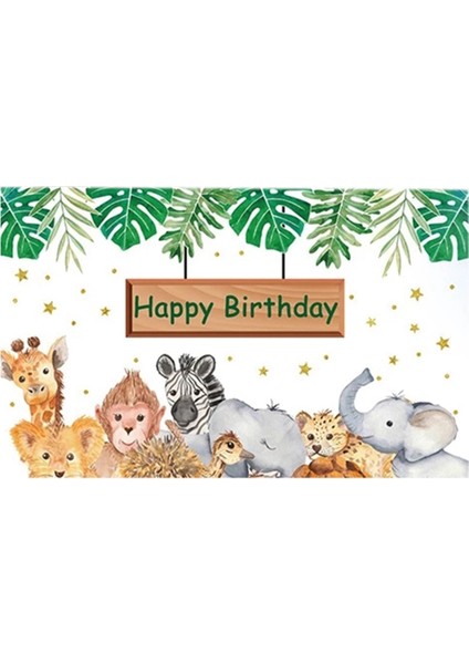 Orman Hayvanları Zemin Mutlu Doğum Günü Partisi Dekoru Çocuklar Vahşi Bir Safari Doğum Günü Dekor Orman Temalı Parti Malzemeleri F (Yurt Dışından)