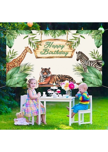 Orman Hayvanları Zemin Mutlu Doğum Günü Partisi Dekoru Çocuklar Vahşi Bir Safari Doğum Günü Dekor Orman Temalı Parti Malzemeleri F (Yurt Dışından) modelleri