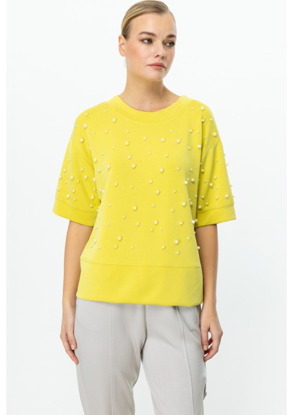 56617 Onteks Sıfır Yaka Incili Bluz