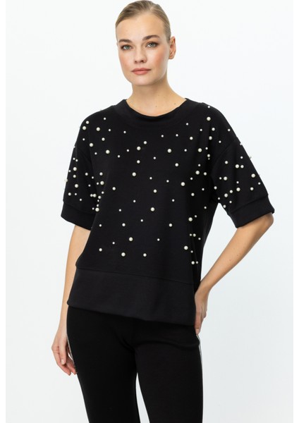 56617 Onteks Sıfır Yaka Incili Bluz