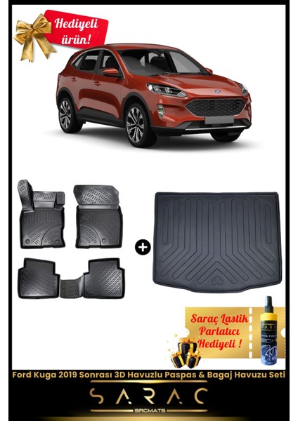Ford Kuga 2019 Sonrası Araca Özel 3D Havuzlu Paspas & Bagaj Havuzu Seti (Hediyeli!)