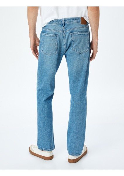 Normal Bel Düğmeli Pamuklu Straight Fit Kot Pantolon - Mark Jean