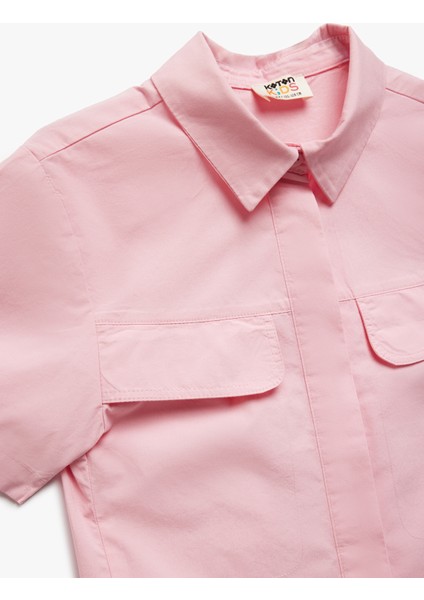 Pamuklu Kısa Kollu Cep Detaylı Oversize Gömlek modelleri