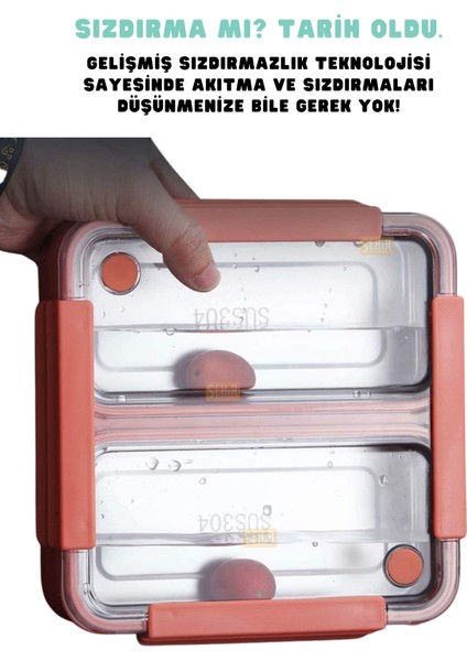 Bento 1100ML Lunchbox Yeni Koleksiyon Tek Katlı 2 Bölmeli Paslanmaz Çelik Sefer Tası Yemek Kutusu modelleri