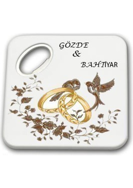 Nikah Nişan Kına Gecesi Organizasyonları için Kişiye Özel 70 Adet Kare Bardak Altlığı Magnet