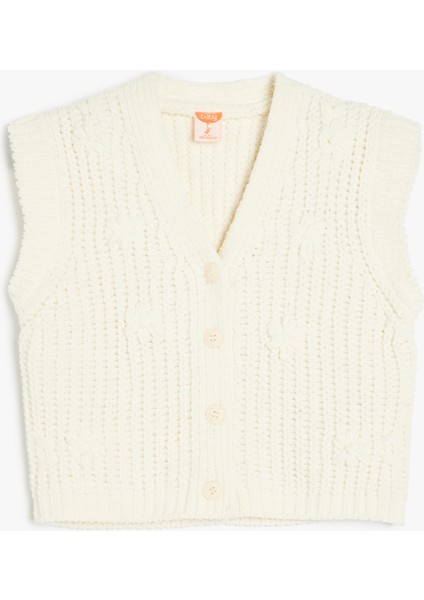 V Yaka Kolsuz Düğmeli Basic Triko Yelek