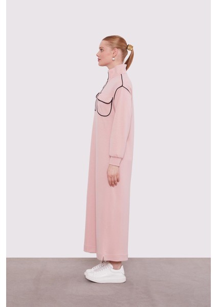 Pudra Çizgi Cep Detaylı Elbise modelleri