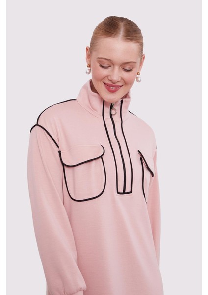 Pudra Çizgi Cep Detaylı Elbise indirimleri