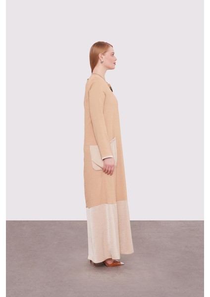 Bej Büyük Cep Detaylı Elbise modelleri