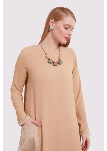 Bej Büyük Cep Detaylı Elbise fırsatları