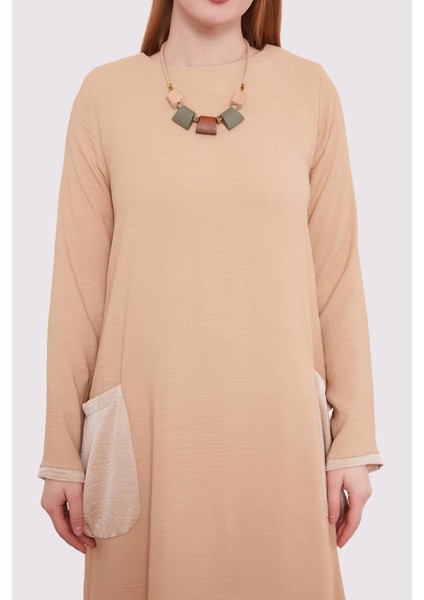Bej Büyük Cep Detaylı Elbise indirimleri