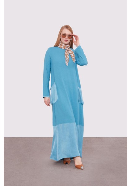 Mavi Büyük Cep Detaylı Elbise fiyatları