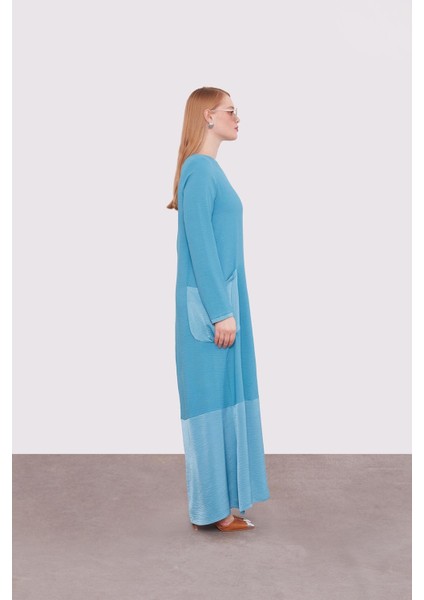 Mavi Büyük Cep Detaylı Elbise modelleri