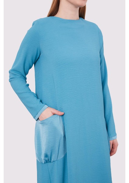 Mavi Büyük Cep Detaylı Elbise indirimleri