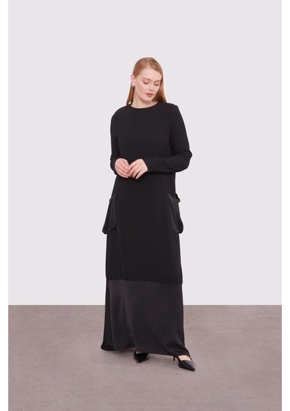 Siyah Büyük Cep Detaylı Elbise fiyatları