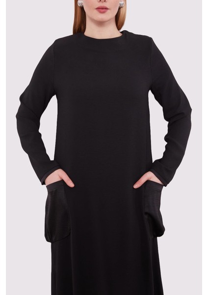 Siyah Büyük Cep Detaylı Elbise indirimleri